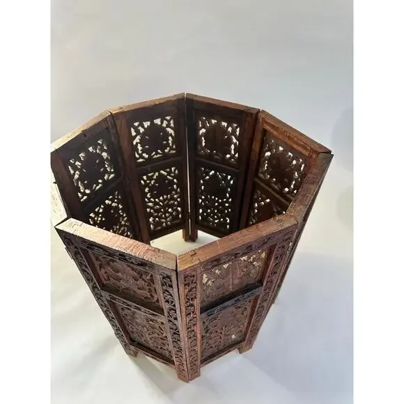 Antique Hand carved Hinged Square / Octagonal, Moroccan Style Table Base.